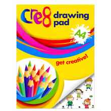 Cre8 Kids A4 Drawing Pad, 100 Pages, 70gsm White Paper, Colouring and Drawing Pad