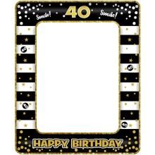 YAAVAAW Black Gold Inflatable Selfie Frame, 40th Birthday Photo Booth Prop, Giant Inflatable Party Photo Booth Frame for Decorations, Supplies, Men W