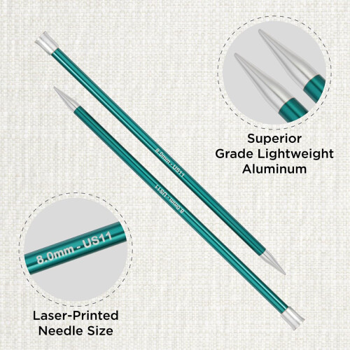 KnitPro Zing Single Pointed Needles 14" (35cm) | 8.00mm 1