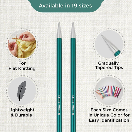 KnitPro Zing Single Pointed Needles 14" (35cm) | 8.00mm 2