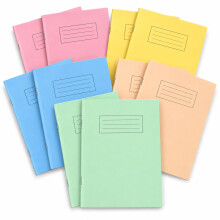 SPL A4 | A5+ Exercise Books | Pack of 10 | 48 Page Lined Notebooks | Assorted Pastel Laminated Covers | 8mm Ruled with Margin | Bulk School Office Su