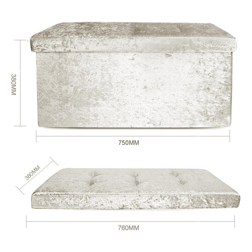 Dripex Dripex Folding Storage Ottoman Box, Crushed Velvet Bench, 76x38x38 cm 1