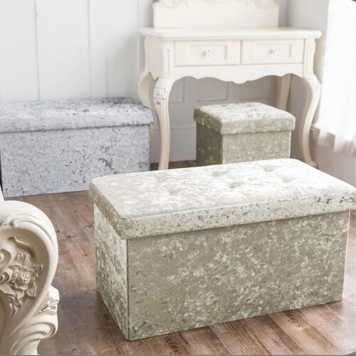 Dripex Dripex Folding Storage Ottoman Box, Crushed Velvet Bench, 76x38x38 cm 2