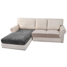 BellaHills Velvet Sofa Seat Cushion Covers Sofa Cover (Chaise, Grey)
