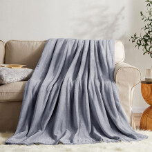 BQC Silver Fleece Throw Blanket For Sofa Single Size 130 x 150 cm - Luxury Super Soft Microfiber Sofa Throws For Bed and Couch - Lightweight Shrinkag