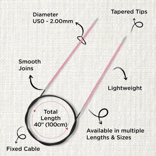 KnitPro Zing Fixed Circular Needles 40" (100cm) | Size 2.00mm 2