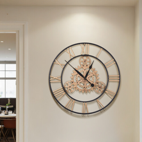 Living And Home 30 Inch Retro Non-Ticking Gear Wall Clock 1