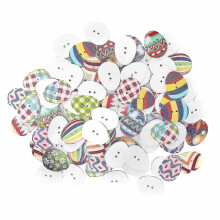 100Pcs Button Set Colored Egg Shape Wooden Sewing Decorative Buttons with Perforations