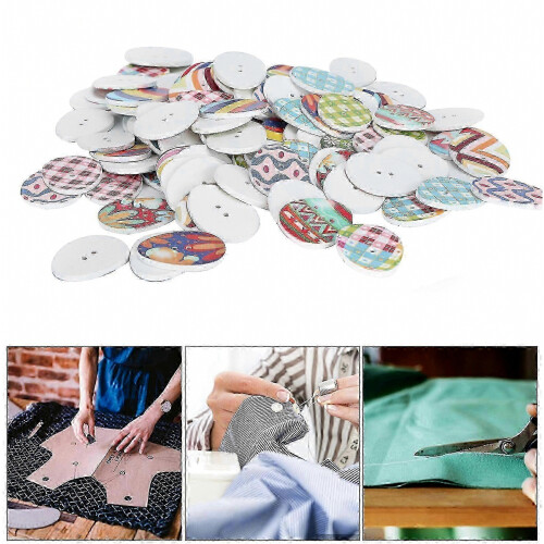 100Pcs Button Set Colored Egg Shape Wooden Sewing Decorative Buttons with Perforations 2