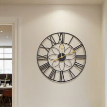 24Inch Classic Black Metal Decorative Non-Ticking Wall Clock
