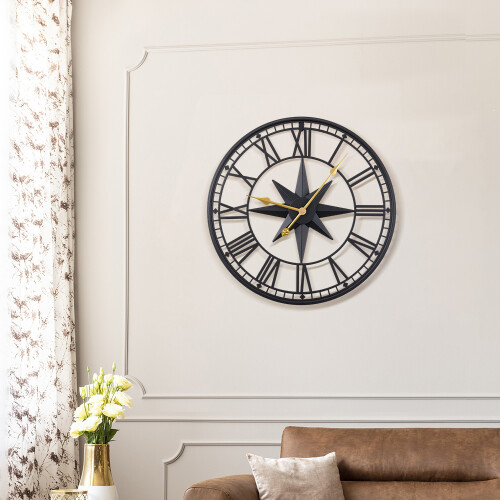 Living And Home Metal Minimalist Roman Numerals Wall Clock