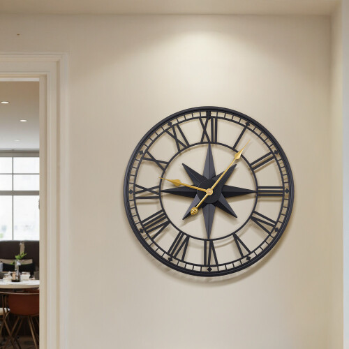 Living And Home Metal Minimalist Roman Numerals Wall Clock 1