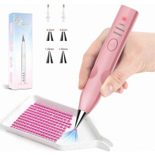 Electric Rhinestone Art Pen, Portable Rhinestone Art Vacuum Pen Kit with 4 Suction Heads, 3 Suction Levels, Pink ABS Body, Electric Rhinestone Pi
