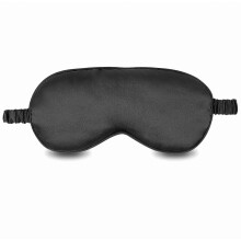 Zijden slaapmasker voor 's nachts en op reis, zacht, lichtblokkerend oogmasker met elastische band (zwart)