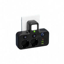 Multiprise européenne à 4 prises avec port USB, rallonge de 2 m et protection contre les surtensions pour la maison ou le bureau
