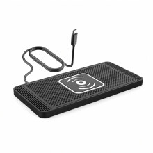 Cargador inalámbrico rápido para coche de 15 W, soporte de silicona con detección automática para iPhone y Android.
