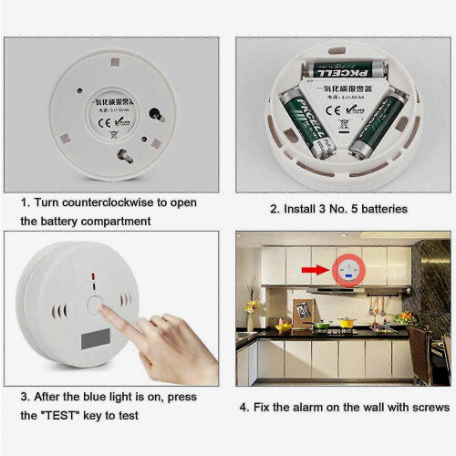 2 Pack Smoke Detector And Carbon Monoxide Detector Alarm With Lcd Display A 1