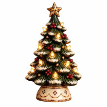 Beleuchteter Weihnachtsbaum, Tischweihnachtsbaum aus Kunstharz mit warmweißen LED-Lichtern, batteriebetriebene Weihnachtsfigur für die Dekoration