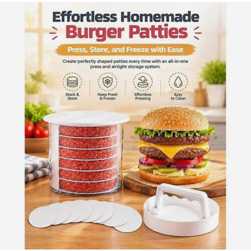 Pressa per hamburger, contenitori per hamburger (5 piani), pressa manuale per hamburger, per 5-9 hamburger 2