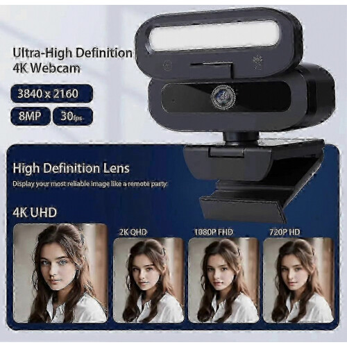 Κάμερα Web USB με αυτόματη εστίαση 4K, ματ μαύρο, 60FPS για δημιουργία περιεχομένου 1