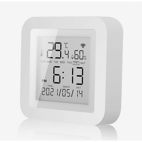 Backlit LCD Smart WiFi Humidity Temperature Detector, Wireless Indoor Environment Tracker