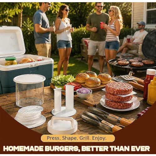 Burger Patty Maker with Storage Container,Freezable Hamburger Patty Box for Camping Use 1