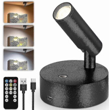 Rechargeable Wireless LED Spotlight with Remote Control, 3350mAh Battery, Adjustable 3000K/4000K/5000K for Indoor Use HheJ2