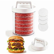Presse à hamburgers, récipients de rangement pour hamburgers (5 étages), presse manuelle pour 5 à 9 hamburgers