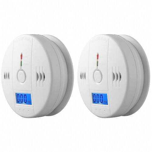 2 Pack Smoke Detector And Carbon Monoxide Detector Alarm With Lcd Display A