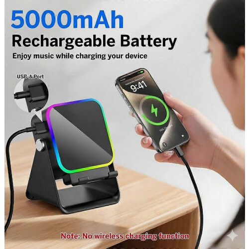 Ασύρματο ηχείο Bluetooth RGB, επαγωγική μπάρα ήχου 5 σε 1 5000mAh με βάση τηλεφώνου 2