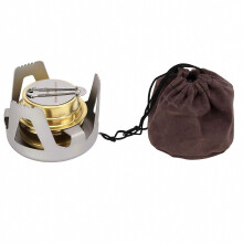 Mini alcoholbrander, zeer veilig, hoge verbrandingsefficiëntie, draagbare campingbrander met opbergtas voor buitenpicknick, zilverkleurig.