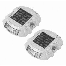Reusable Solar Road, 2Pcs 6 LED Stud Lights Ground Garden Lawn Path Deck Dock White Warning Lights(2