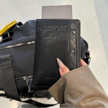 (Black) RFID Passport Holder PU Leather Travel Wallet with SIM Card Slot Multi-Functional Document Organizer Passport Cover