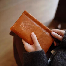 (caramel) Auto-Close Snap Pouch Mini Portable Multifunctional Small Organizer Bag for Earphones Keys Sundries