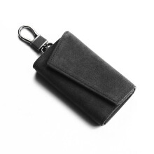 (Black) Suede Key Case for Men Women, Premium Minimalist Key Holder, Large Capacity Multi-Function Key Pouch, Universal Car Key Protector