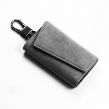 (Grey) Suede Key Case for Men Women, Premium Minimalist Key Holder, Large Capacity Multi-Function Key Pouch, Universal Car Key Protector