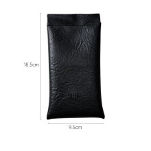 (Black) Bright Color Squeeze Top Sunglasses Case Auto-Closing Portable Eyeglass Pouch for Women