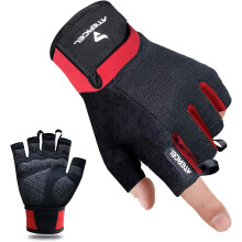 ATERCEL Workout Gloves for Men and Women, Exercise Gloves for Weight Lifting, Cycling, Gym, Training, Breathable and Snug fit (Red, M)