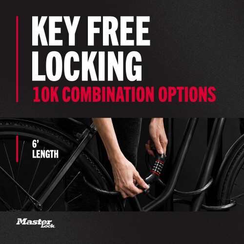 Master Lock Master Lock 6 ft Cable Bike Lock 4-Digit Combination 1/2 in Diameter 8122D 1