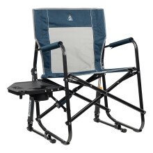 GCI OUTDOOR Freestyle Rocker with Side Table Camping Chair | Portable Folding Rocking Chair with Solid, Durable Armrests, Drink Holder & Comfortable B