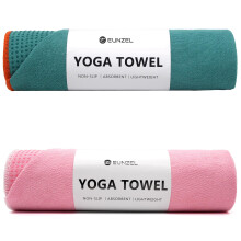 Eunzel 2 Pack Hot Yoga Towel with Grip Dot, Non Slip Yoga Mat Towe Sweat Absorbent Towel for Hot Yoga,Bikram, Pilates and Fitness 72" x 24", Dark Cyan