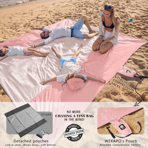 WEKAPO Beach Blanket Sandproof Waterproof, Extra Large Beach Mat 2