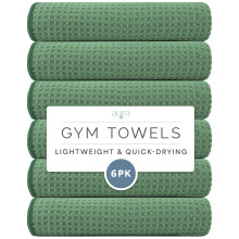S&T INC. Microfiber Gym Towels, 6 Pack, 16" x 27", Honeycomb Green