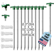 Eurmax USA 10-Pack Secure Protection Galvanized Tent Stakes,Rust-Proof Steel Canopy Anchors for High Winds,Heavy Duty Commercial Ground Pegs for Campi