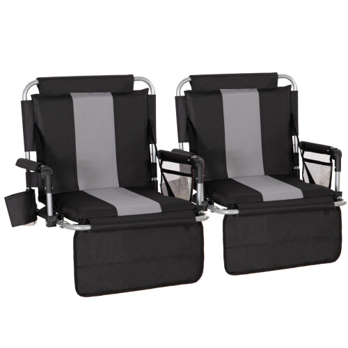 LET'S CAMP 2 Pack Folding Stadium Seats, Portable Bleacher Chairs