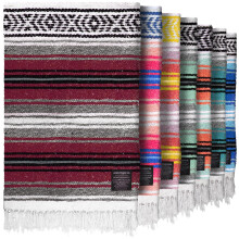 Authentic Handmade Mexican Blanket 70"x50", Indian Yoga Blanket, Cherry
