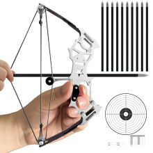 Archery Bow Set Compound Bow Hunting Bow Metal Material Catapult RH/LH for Hunting Shooting Practice Archery Entertainment Fun Palm Bow Length 7.8 inc