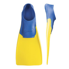 Finis Long Floating Swim Fins, Adult Training Fins, Blue/Yellow, XS