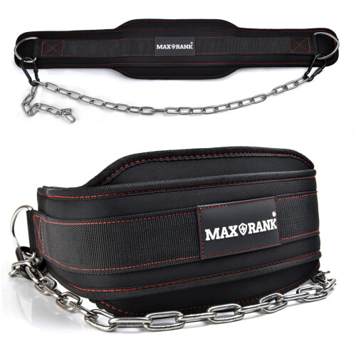MAXRANK Dip Belt With 37" Chain for Weightlifting, 550LBS for Dips & Pullup