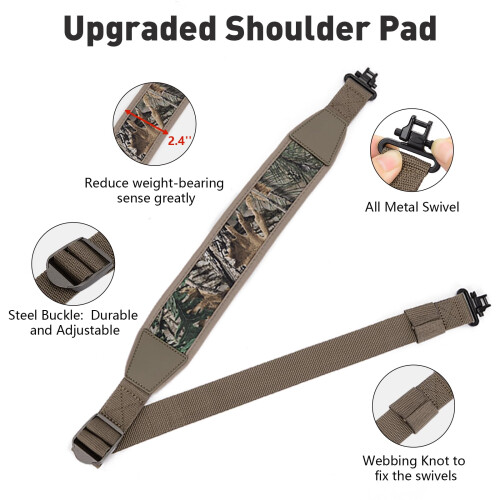 BOOSTEADY Two Point Gun Sling with Swivels,Durable Shoulder Padded Strap,Length Adjuster 2